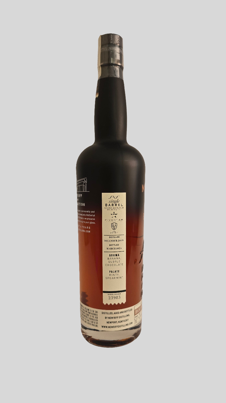 New Riff Single Barrel ("Five Star / OWS") Barrel Kentucky Straight Bourbon Whiskey