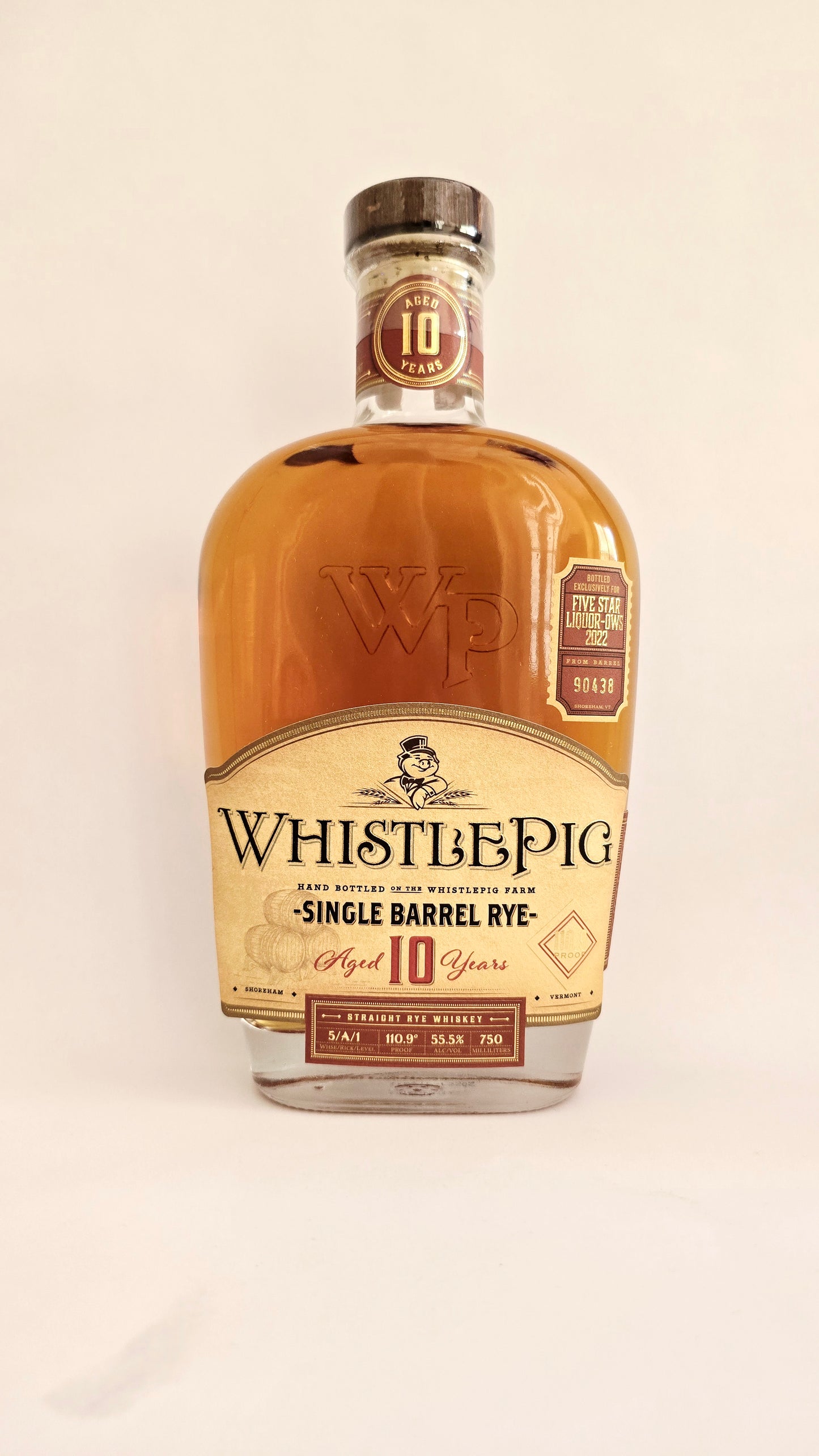 Whistle Pig Single Barrel Select "Five Star Liquor / OWS 2022" 10 Year Rye