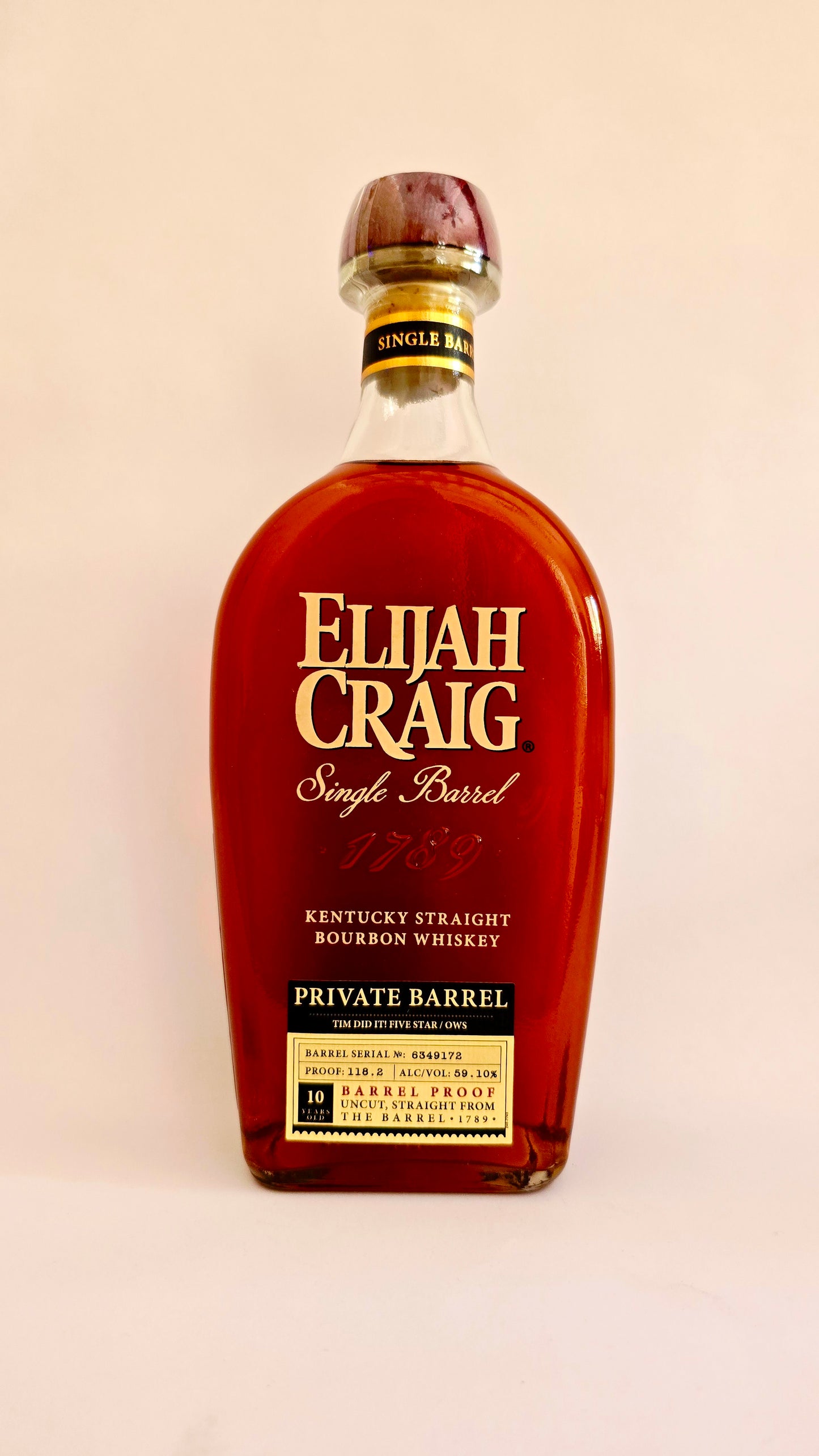 Elijah Craig Barrel Proof 10 Year Single Barrel "Tim Did It / Five Star / OWS" Kentucky Straight Bourbon