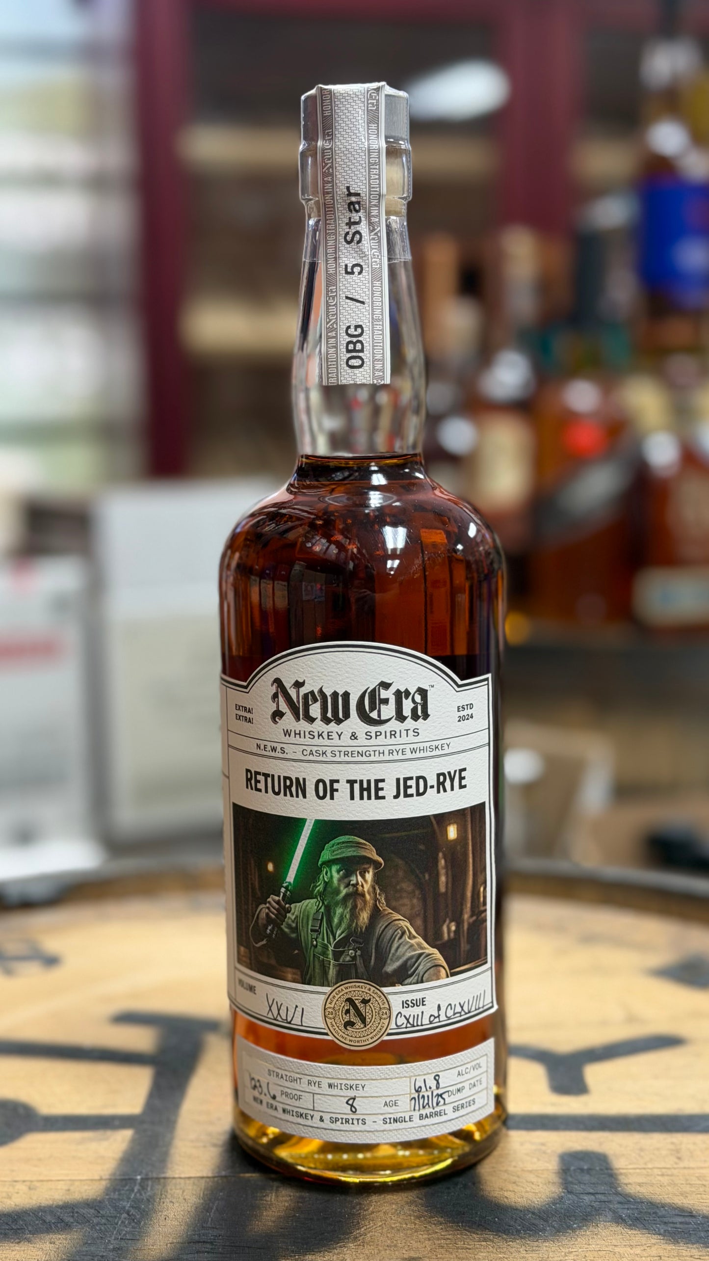 New Era Whiskey Cask Strength 8 Year Rye - "Return of the Jed-Rye" - Five Star / OBG - 123.6 Proof