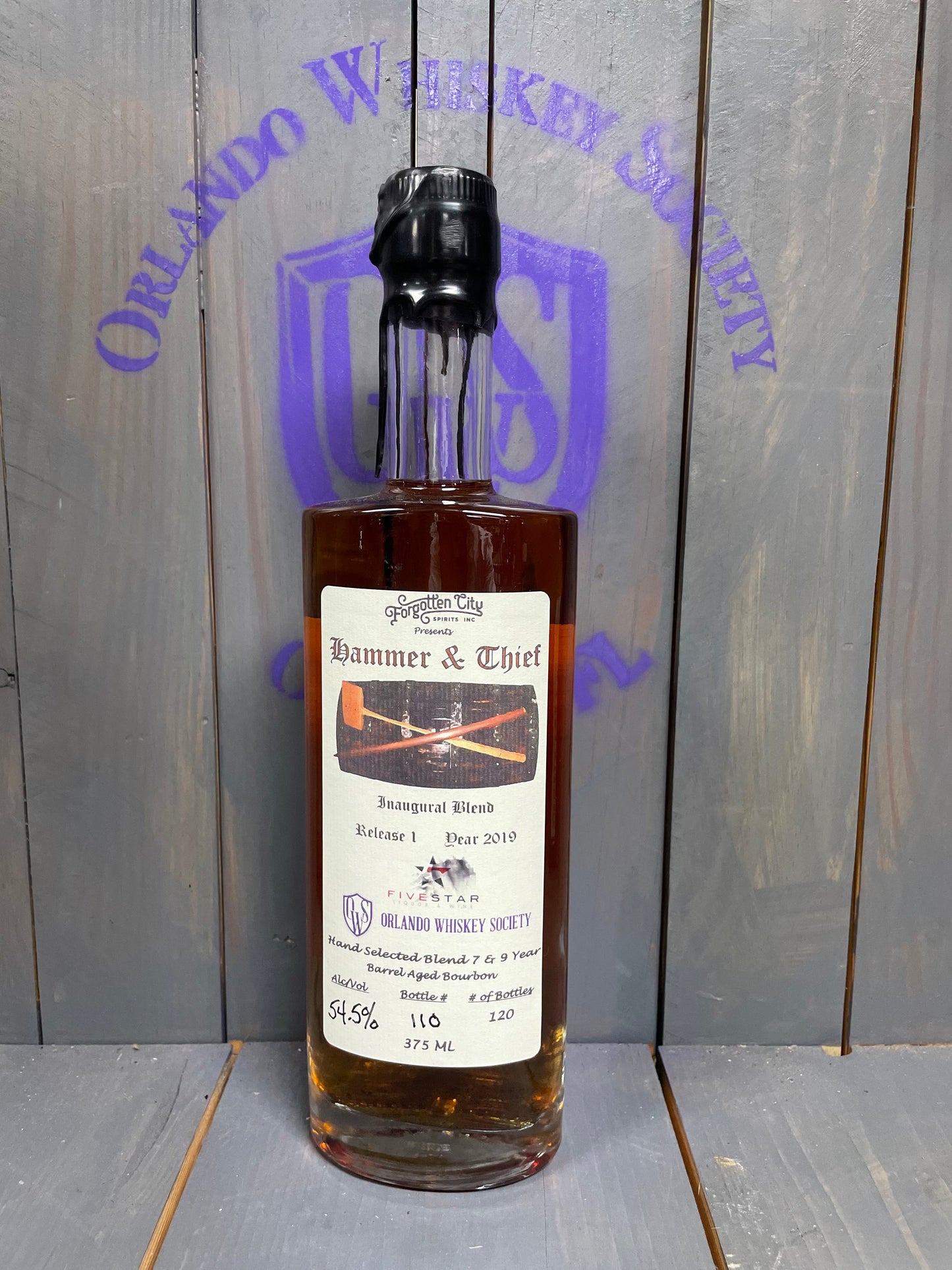 Hammer & Thief Hand-Selected 7 Yr & 9 Yr Blend "Five Star / OWS" Barrel Aged Bourbon - 375ml